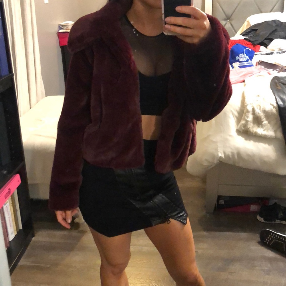 Maroon Fuzzy Jacket
